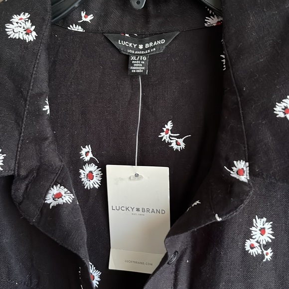 Logan Daisy Print Long Sleeve Cotton Jumpsuit In Black Multi - Picture 9 of 14